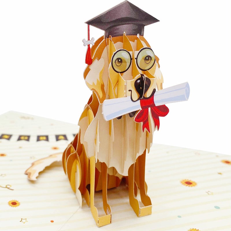 Liif 2025 Graduation Dog 3D Pop Up Graduation Card, Class of 2025, for College, High School, Son, Daughter, PHD, Master - Image 4